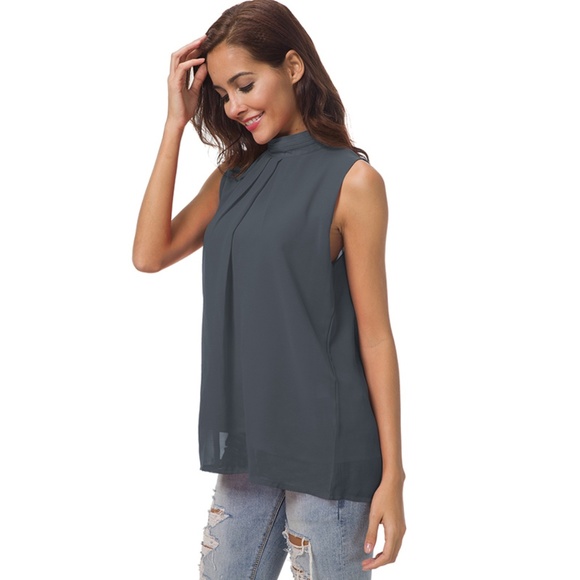 NWT Double Chiffon Sleeveless Blouse - Picture 4 of 7